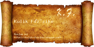 Kulik Füzike névjegykártya